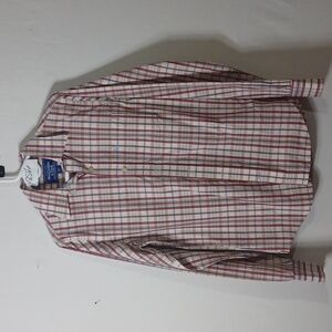 Abercrombie & Fitch Men's Blue and Orange Plaid Shirt